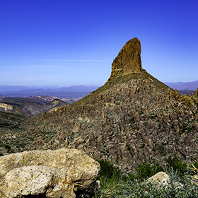 Weaver's Needle from the Fremont Saddle of Peralta Trail in the Superstition Mountains